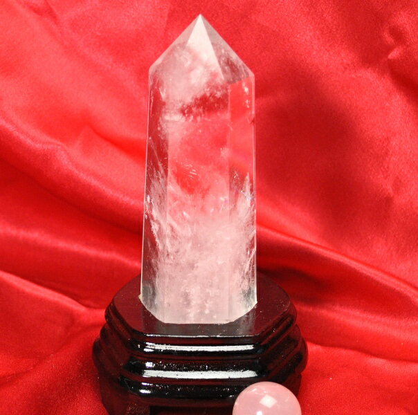  六角柱 ブラジル産最高品質 水晶原石ポイント（本体重さ302g 台座含む...