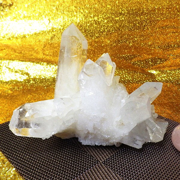 【プレミアクラス】水晶原石クラスター 大型サイズ（重さ537g 高さ約10cm 横幅約13cm 奥行約8cm ブラジル産）完全天然石　写真現品販売