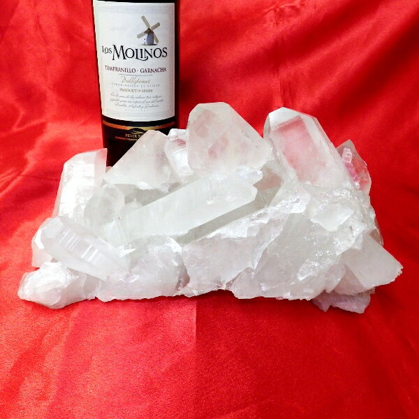 【スタンダードクラス】水晶原石クラスター 超特大サイズ(重さ2775g 高さ約12.5cm 横幅約25cm 奥行約14cm ブラジル産)【台座なし】完全天然石 写真現品販売