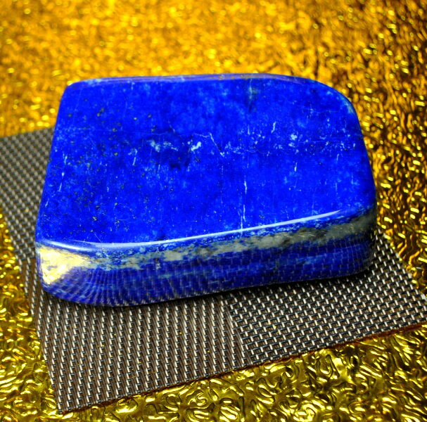 【最高品質】 ラピスラズリ原石（重さ398g 横幅9cm 高さ2.5cm 奥行6cm 完全天然石 無着色）※写真現品をお届け