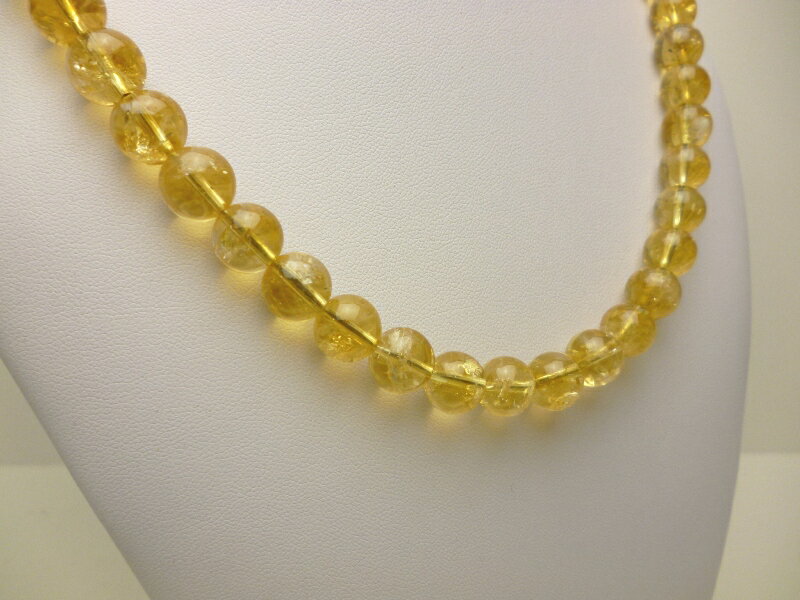 【金運体質づくりの定番パワーストーン】ALL10mm玉 ALLシトリンネックレス（ハイパーフロロカーボンワイヤー・3重巻きブレスレットにもなる2WAYアイテム）