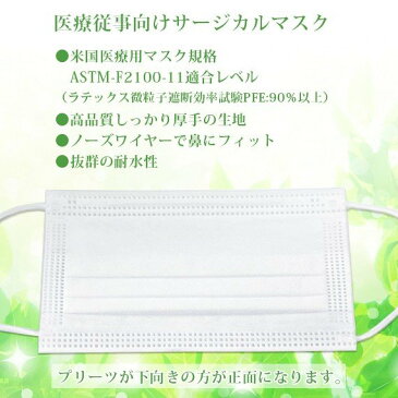 キャンペーン特別商品！サージカルマスク 在庫あり 50枚入 送料無料 3層構造 不織布 使い捨て 大人用 CE認証 中国製 ホワイト （1パック50枚）　国内在庫・国内発送