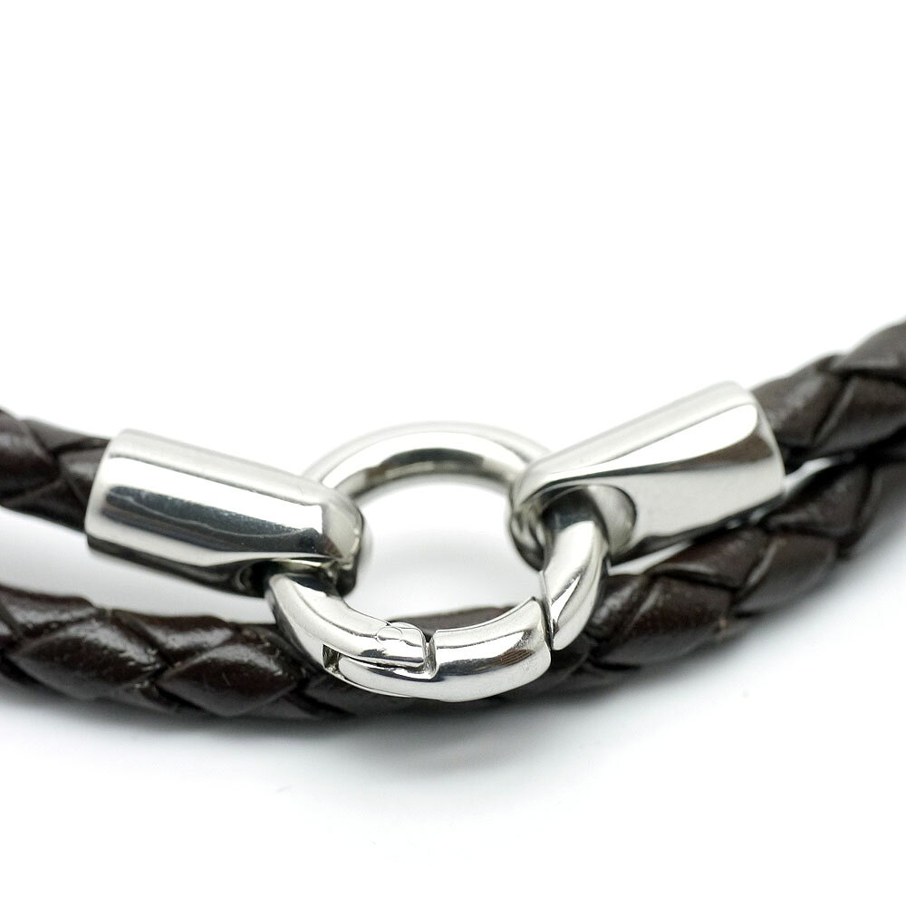 楽天が発送 ge ペンダント専用 レザー チョーカー 革紐 焦げ茶[40cm 45cm 50cm 60cm]幅4mm メンズ ステンレス 編み込み ダーク ブラウン ネックレス 本革 皮 ひも バイカーズ 首輪[logi]