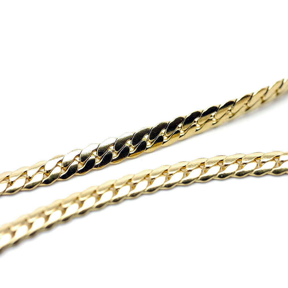 楽天が発送 フラット喜平 ネックレス[金色 6面プレス 幅3mm]長さ50cm メンズ sa ステンレス チェーン (キヘイ 金 ゴールド 細目)[logi]