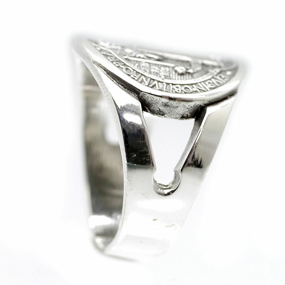 【楽天市場】楽天が発送 シルバー925 聖ベネディクトのメダイ リング メンズ z4 カットアウト [13号14号15号16号17号18号19