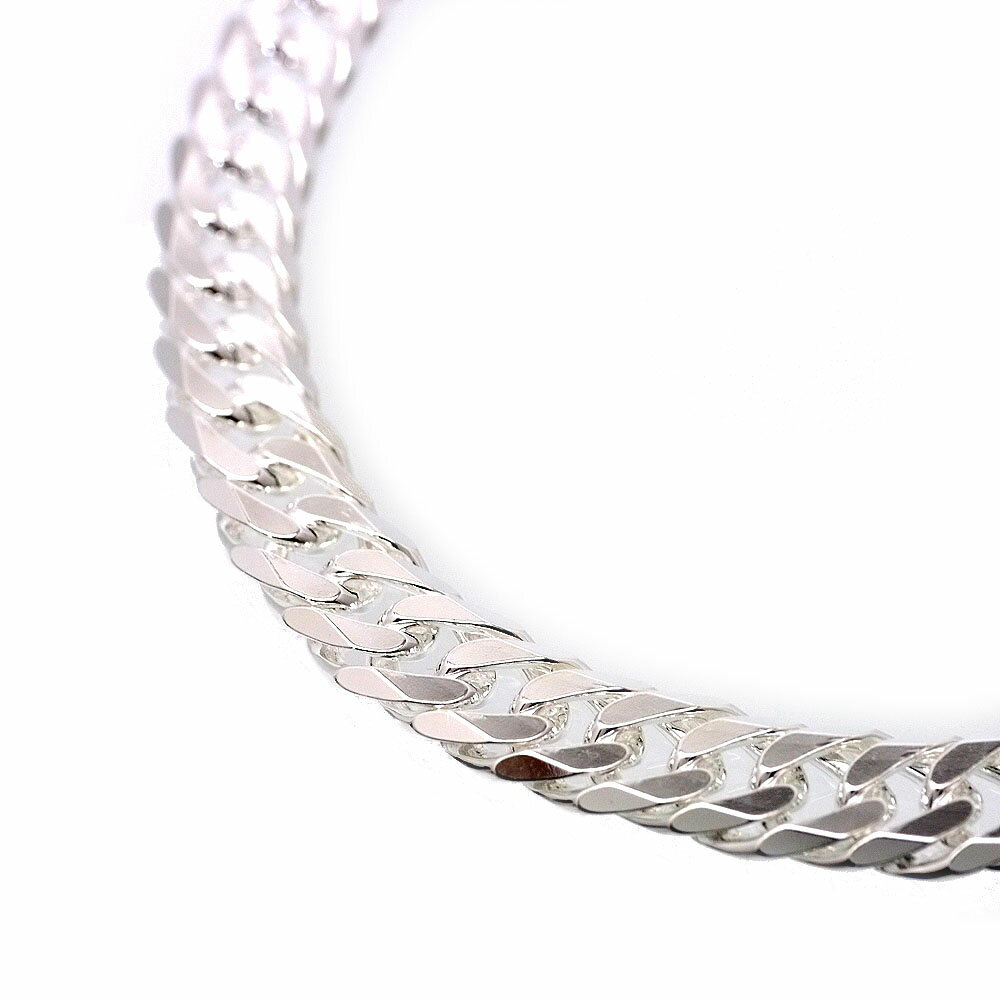 イタリア製 シルバー925 ダブル喜平ネックレス メンズ c6 [白銀色 6面ダブル 幅11mm太目 厚3.5mm] [長50cm 55cm 60cm]角カシメ (チェーン キヘイ イタリアン イタリー シルバーアクセサリー)