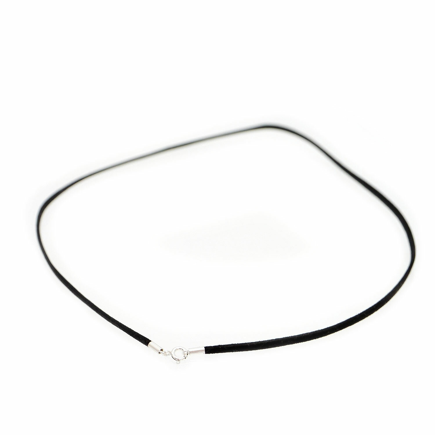 平革紐 レザー チョーカー メンズ c6 [幅3mm 長45cm50cm60cm] 黒 シルバー925 クリップ(ブラック フラット ネックレス 革 皮 紐 ひも ネイティブ系 インディアンジュエリー)