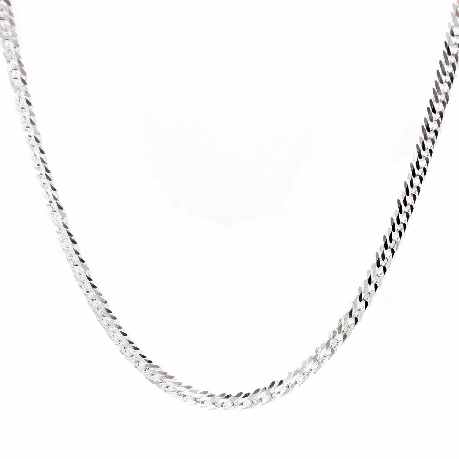 イタリア製 シルバー925 ダブル 喜平 ネックレス メンズ ko [白銀色 6面カット 幅5mm 厚み1.7mm][長さ45cm 50cm 55cm 60cm] クリップ式 (細め チェーン キヘイ イタリアン イタリー シルバーアクセサリー hip hop ヒップホップ 細目) 3