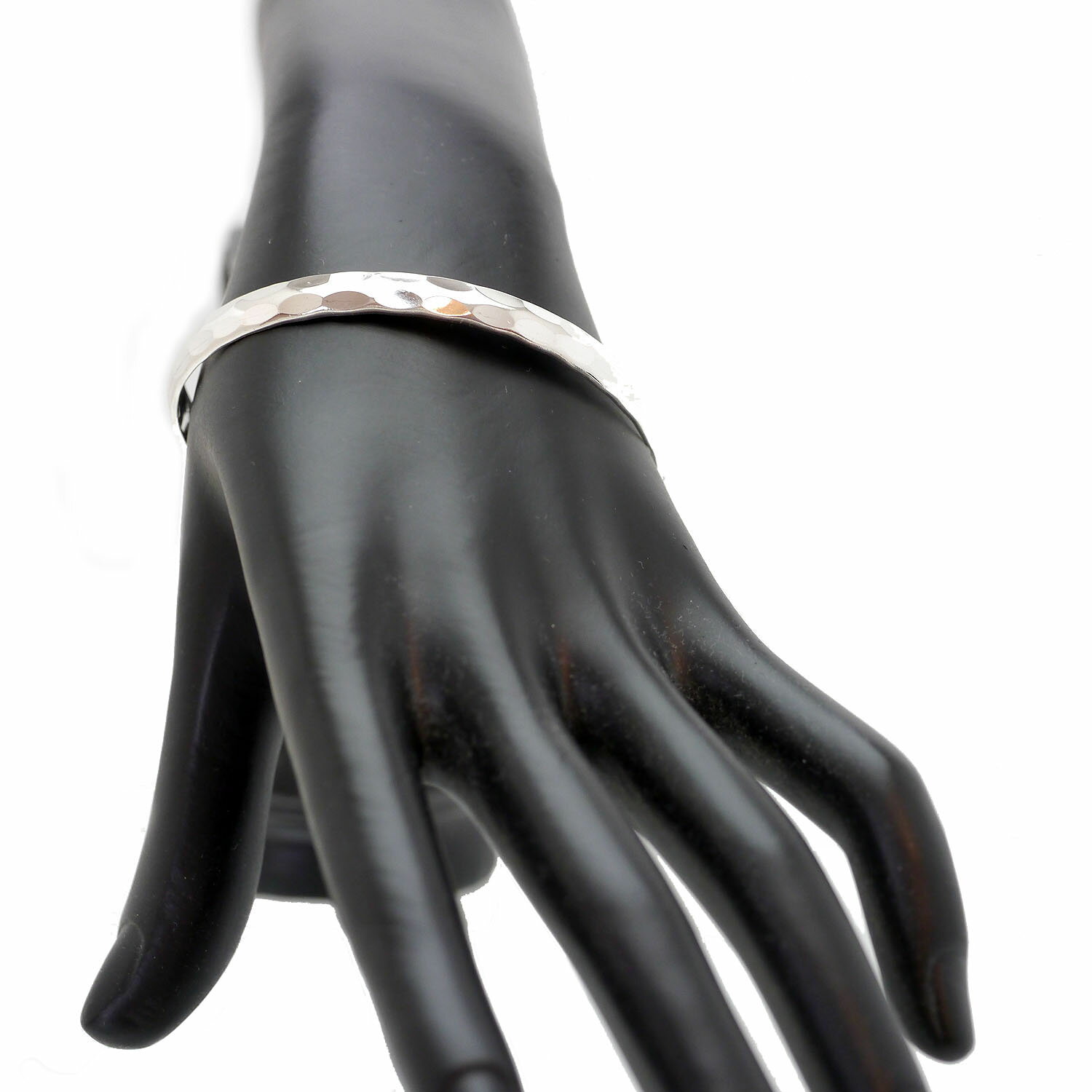 シルバー925 タタキ バングル メンズ m2 細め ハンマード 鎚目 (フラット ハンマー たたき エスニック アンティーク ハンドメイド 夏 サマー インディアンジュエリー ブレスレット シルバーアクセサリー 細目)