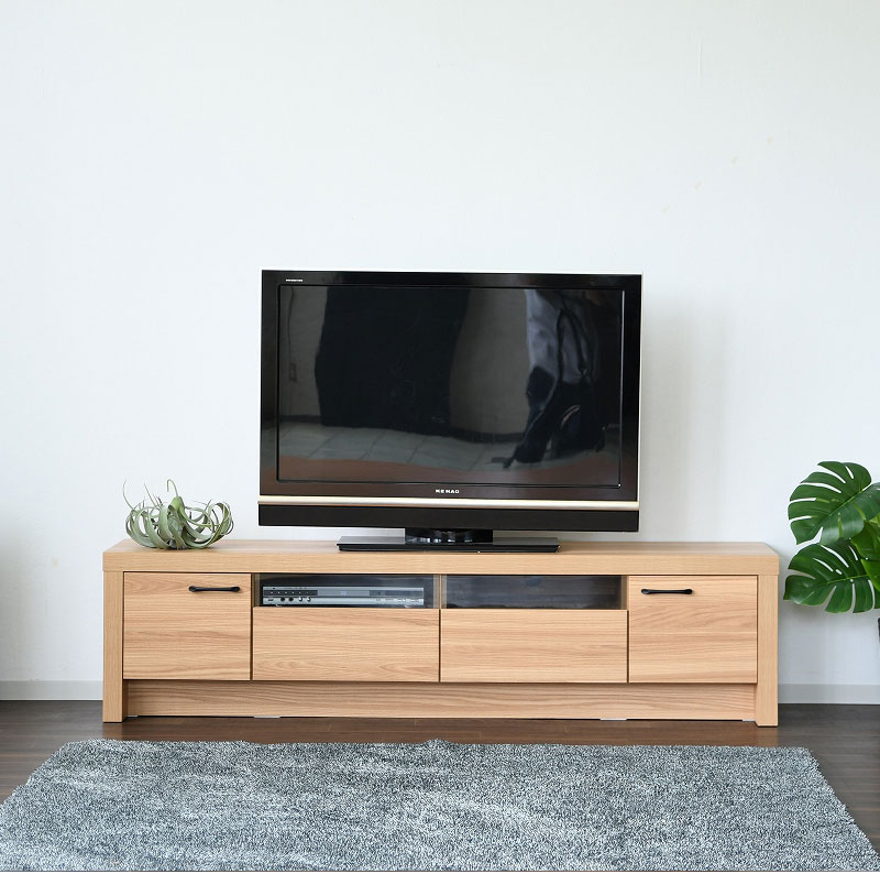 Rakuten - テレビボード 完成品 テレビ台 ローボード 180 北欧 ロータイプ ガラス 木製 木目調 背面化粧仕上げ ナチュラル シンプル おしゃれ
