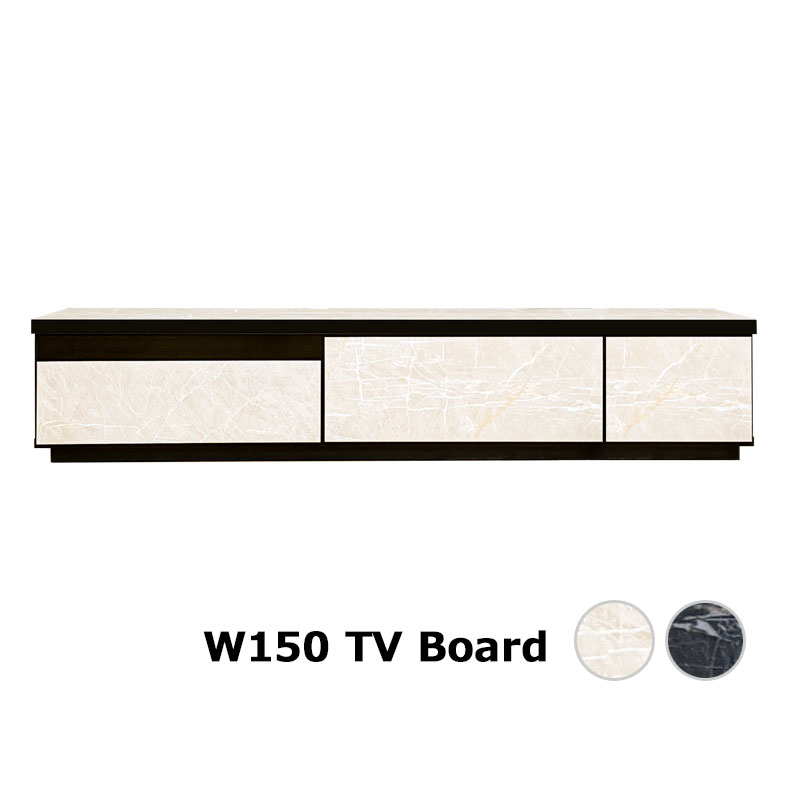 Rakuten - テレビボード 150 テレビ台 150cm 完成品 北欧 石目調 大理石調 ストーン柄 高級 木製 ローボード 幅150 150×40 TV台 TVボード AV収納 引き出し リビングボード モダン おしゃれ シンプル ブラック ホワイト 白 黒 ロータイプ