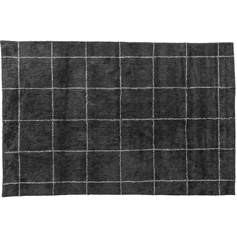 樂天商城 - 【楽天スーパーSALE 5％offクーポン配布中】ラグ マット 長方形 130×190 1.5畳 コットン ふわふわ 黒 おしゃれ ラグマット 北欧 チェック柄 ウィンドペン柄 シンプル グレー ブラック