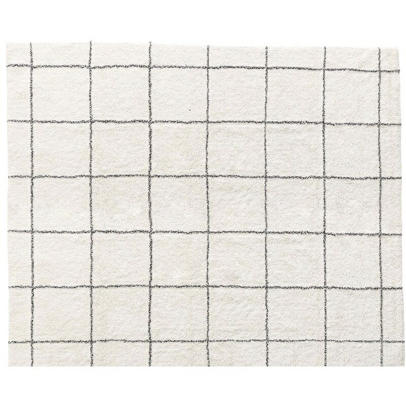 樂天商城 - ラグ マット 正方形 185×185 2畳 コットン ふわふわ 白 おしゃれ ラグマット 北欧 チェック柄 ウィンドペン柄 シンプル グレー アイボリー