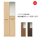 シューズボックス ミラー付き 薄型 幅60cm 奥行40cm ハイタイプ 開き戸タイプ シンプル 鏡付き 下駄箱 玄関収納 靴入れ 20足 引出し付 キャビネット 下駄箱収納 収納家具 収納 木製 アルダー