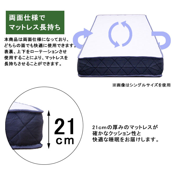【楽天スーパーSALE 10%OFF】 マットレス ポケットコイル 1056個厚さ21cm ワイドキング 圧縮梱包 両面仕様 メッシュ生地 ポリエステル生地 エッジサポート 圧縮マットレス ポケットコイルマットレス 通気性 厚め 極厚 ベッドマット 不織布 フェルト 新生活 敷布団 シンプル [2]