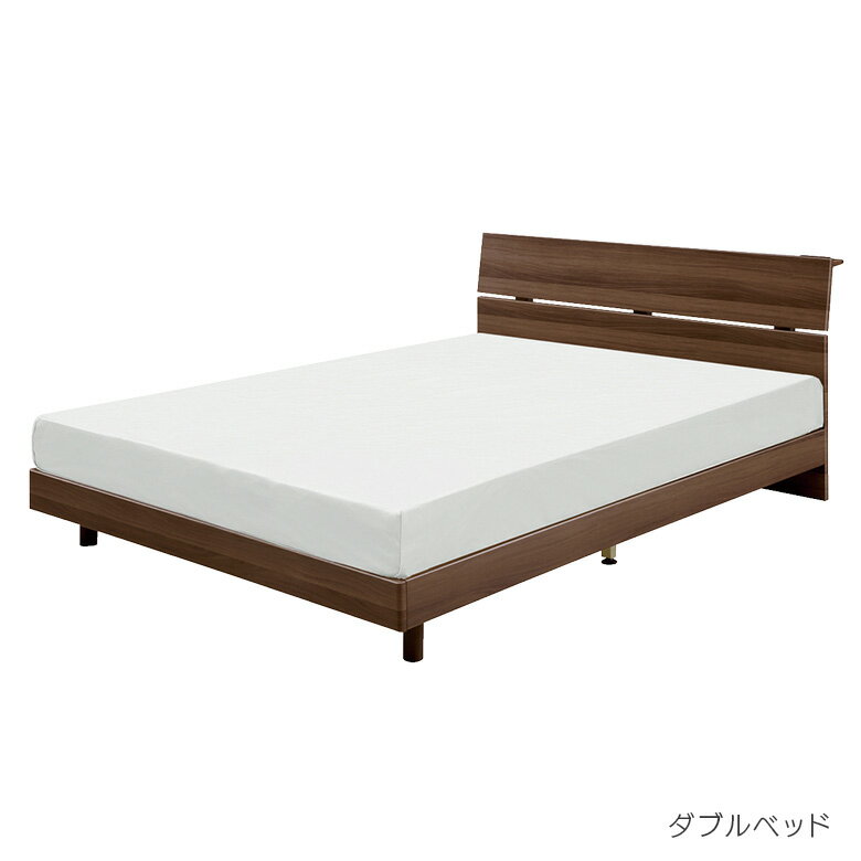 樂天商城 - ベッド ダブルベッド ダブル ベッドフレーム フレームのみ 2口コンセント ちょい棚 MDF 木製 LVL すのこ 通気性 脚付き お掃除ロボット おしゃれ シック モダン シンプル 新生活 引っ越し リフォーム 新築