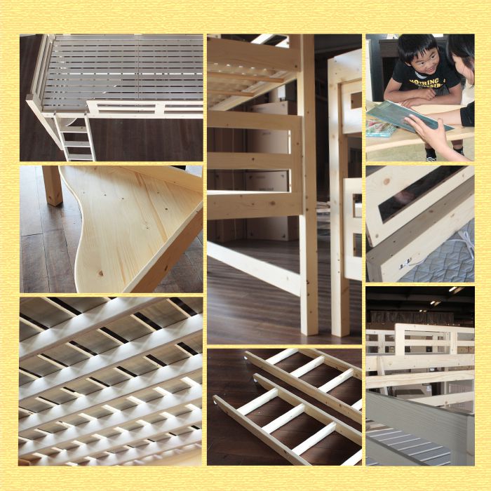 ロフトベッド 国産 ミドルタイプ はしご 木製 ベッドフレーム 日本製 ロフトベット すのこベッド すのこベット ベッド ベット シングルベッド シングルベット ナチュラル ホワイト パイン 子供部屋
