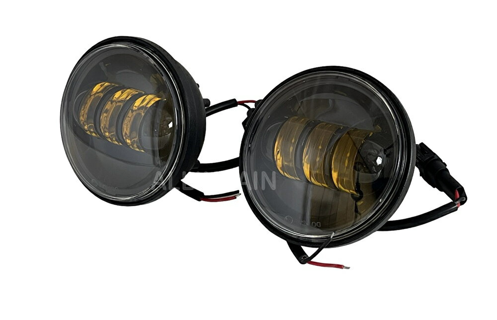 Rakuten - ALLINRAIN4.5インチ 4-1/2 LED補助ライト ブラック:イエロー光30Wハーレーダビッドソン