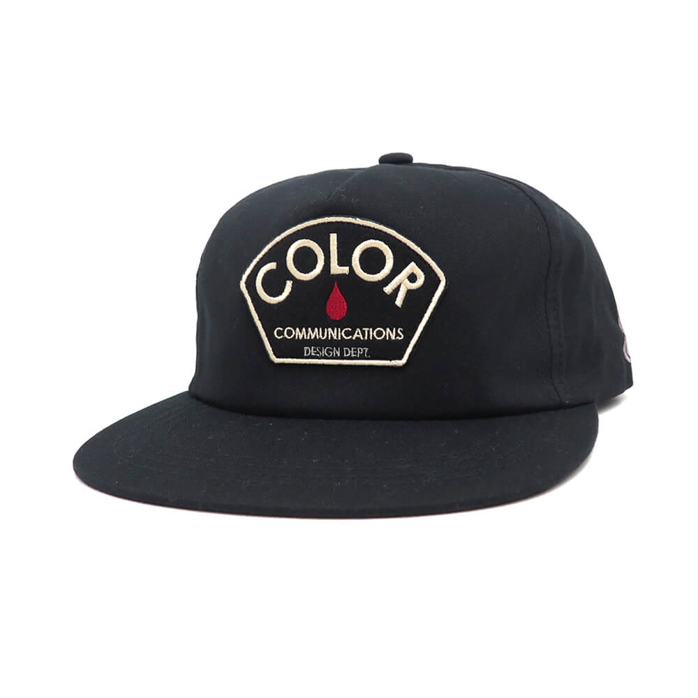 COLOR COMMUNICATIONS CAP カラーコミュニケーションズ キャップ DESIGN DEPT. PATCH UNSTRUCTURED SNAPBACK BLACK スケートボード スケボー