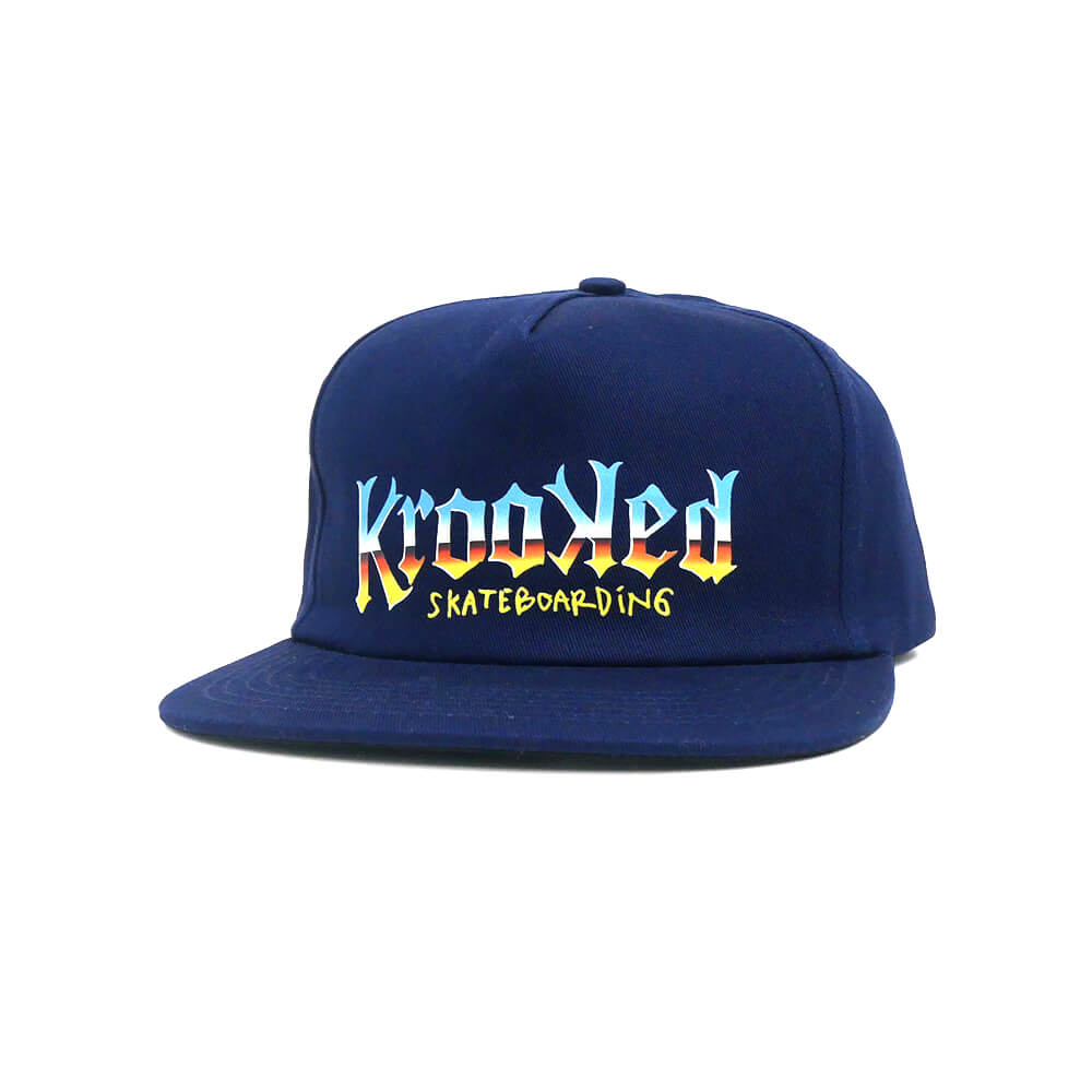 樂天商城 - KROOKED CAP クルキッド キャップ CHROME ZONE SNAPBACK NAVY スケートボード スケボー