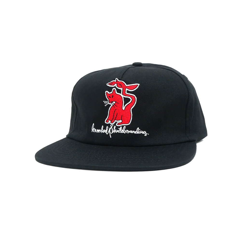 Rakuten - KROOKED CAP クルキッド キャップ KAT SERPENT SNAPBACK BLACK/RED スケートボード スケボー