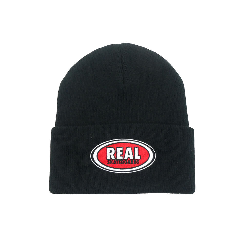 Rakuten - REAL KNITCAP リアル ニットキャップ OVAL CUFF BEANIE BLACK/RED/WHITE スケートボード スケボー