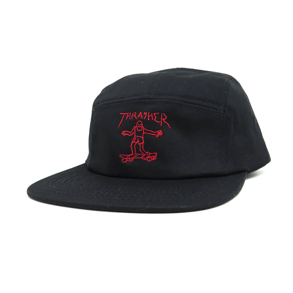 THRASHER CAP スラッシャー キャップ GONZ 5 PANEL CAMP BLACK/RED（US企画） スケートボード スケボー