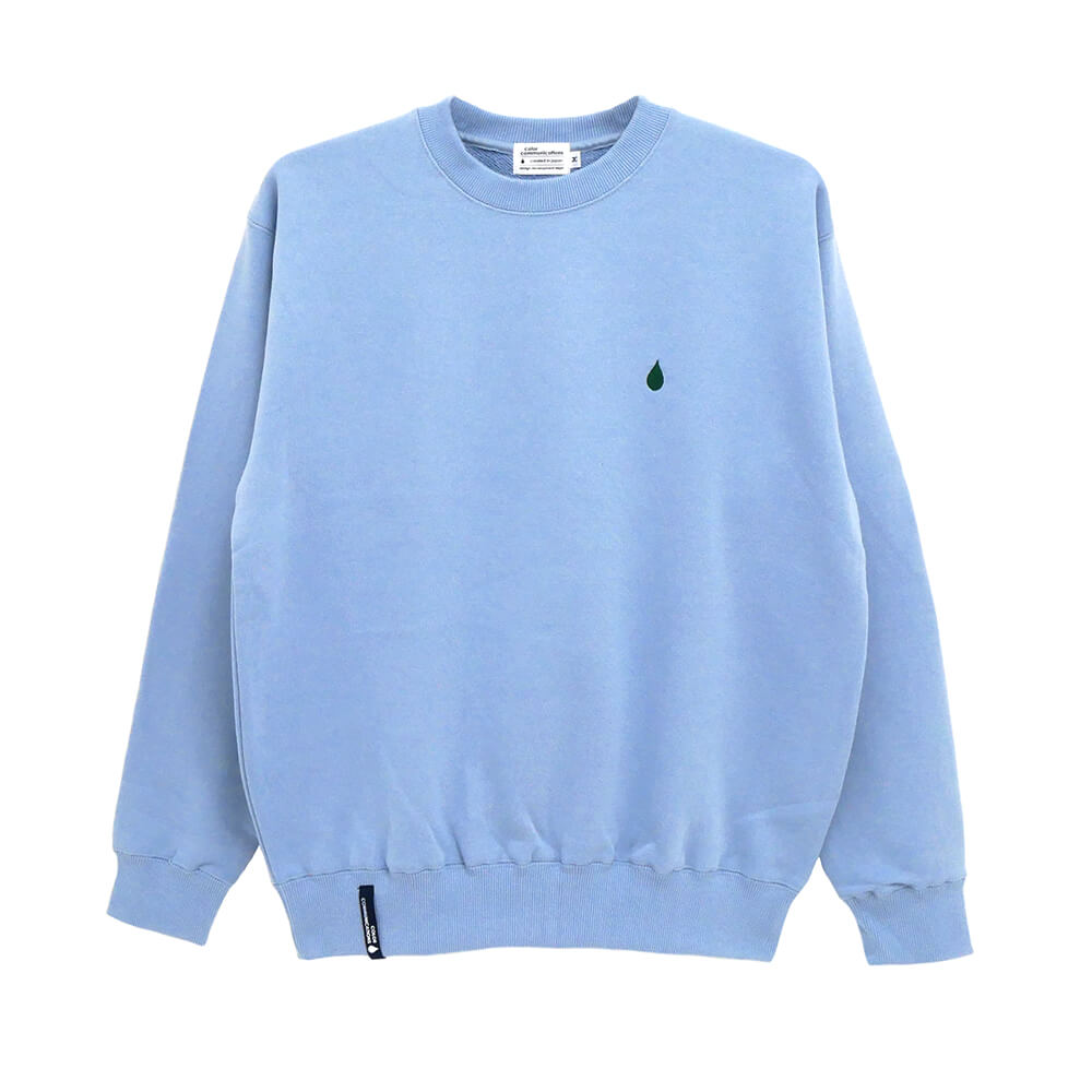 COLOR COMMUNICATIONS CREW SWEAT カラーコミュニケーションズ トレーナー DRIP EMB LETTER SPOT ACID BLUE 刺繍ロゴ スケートボード スケボー