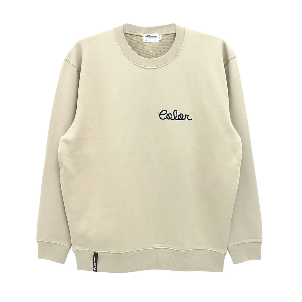 COLOR COMMUNICATIONS CREW SWEAT カラーコミュニケーションズ トレーナー HANDWRITE CHAIN LETTER SAND BEIGE スケートボード スケボー