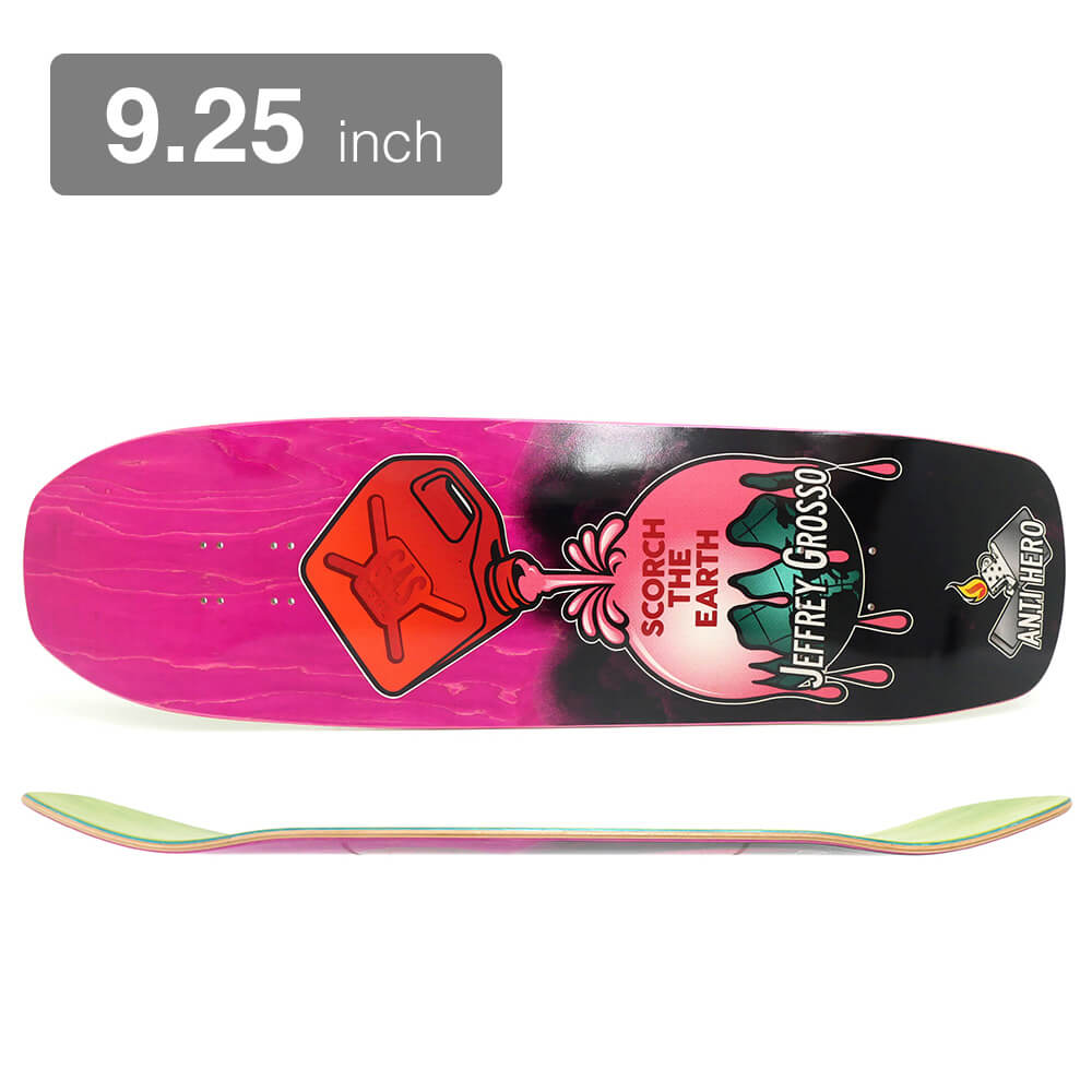 ANTIHERO DECK アンチヒーロー デッキ JEFF GROSSO SCORCH THE EARTH PINK STAIN 9.25 DOUBLE DRILLER SHAPE スケートボード スケボー