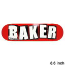 BAKER DECK ベイカー デッキ TEAM BRAND LOGO RED/WHITE 8.6 スケートボード スケボー