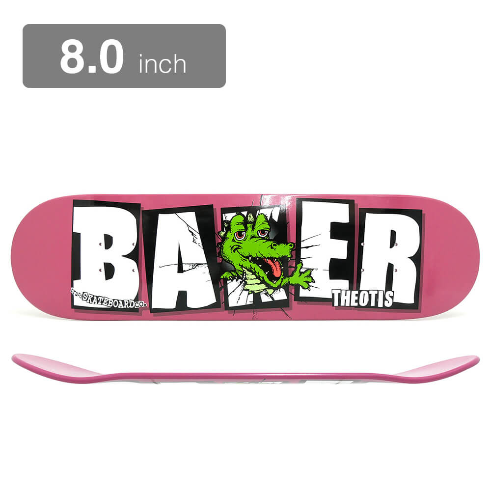 【BAKER / DECK】 ANDREW REYNOLDS が手掛けるスケボー・スケートボードのデッキブランド、BAKER（ベイカー）。 長さ：80.2cm　/　幅：20.3cm ノーズ：17.8cm　/　テール：16.5cm ウィールベース：35.7cm コンケーブ：中　/　キック：中 ※ステインカラー（木目）の色合いはそれぞれ異なります。ご了承の上、ご注文下さい。 デッキをご購入の際、当店オリジナルのデッキテープがサービスとなります。 その他のデッキテープをご希望の方は、別途ご注文下さい。 *デッキテープを貼ってご注文の場合、返品/交換/キャンセルの対象外となります。 （コンプリートセットをご希望の方） スケートボードを完成させる為には【デッキ、トラック、ウィール】の3点が必要となります。 気軽にスケートボードを始めて頂く為に、足回りのセットをご用意しております。 こちらも是非ご覧になって下さい。 【トラック＆ウィールセット】はこちら *商品によって多少の誤差がある事をご了承下さい。 *当店舗に掲載の写真・文章の無断転載を禁じます。