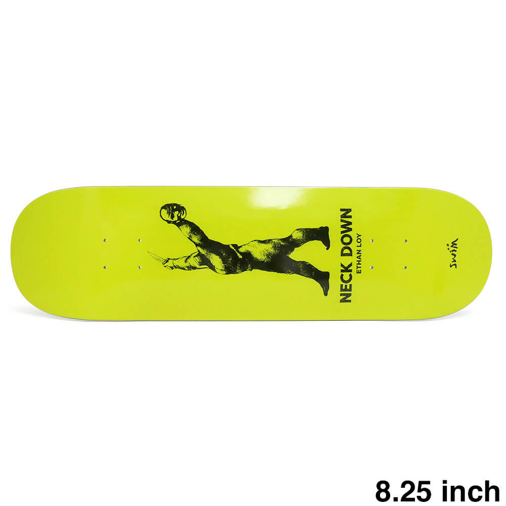 【SWIM / DECK】 元 Alien Workshop の Kevin Terpening（ケヴィン・ターペニング）と元 Skatemental の Dan Plunkett（ダン・プランケット）が2023年に立ち上げたデッキブランド、SWIM（スイム）。 長さ：80.7cm　/　幅：21.0cm ノーズ：18.4cm　/　テール：17.3cm ウィールベース：35.0cm コンケーブ：中　/　キック：中 ※ステインカラー（木目）の色合いはそれぞれ異なります。ご了承の上、ご注文下さい。 デッキをご購入の際、当店オリジナルのデッキテープがサービスとなります。 その他のデッキテープをご希望の方は、別途ご注文下さい。 *デッキテープを貼ってご注文の場合、返品/交換/キャンセルの対象外となります。 （コンプリートセットをご希望の方） スケートボードを完成させる為には【デッキ、トラック、ウィール】の3点が必要となります。 気軽にスケートボードを始めて頂く為に、足回りのセットをご用意しております。 こちらも是非ご覧になって下さい。 【トラック＆ウィールセット】はこちら *商品によって多少の誤差がある事をご了承下さい。 *当店舗に掲載の写真・文章の無断転載を禁じます。