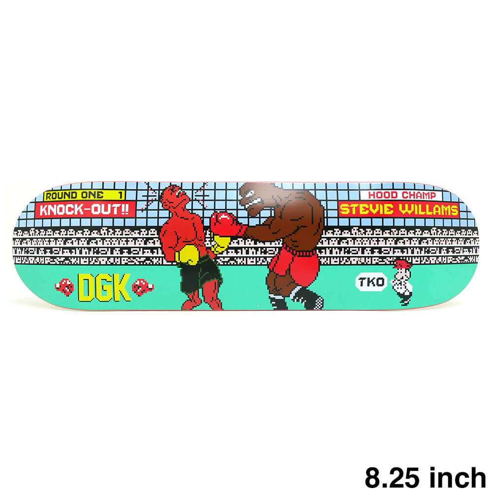【DGK / DECK】 STEVIE WILLIAMS が手掛けるスケボー・スケートボードのデッキブランド、DGK（ディージーケー）。 長さ：80.8cm　/　幅：21.0cm ノーズ：17.7cm　/　テール：17.1cm ウィールベース：35.9cm コンケーブ：中　/　キック：中 ※ステインカラー（木目）の色合いはそれぞれ異なります。ご了承の上、ご注文下さい。 デッキをご購入の際、当店オリジナルのデッキテープがサービスとなります。 その他のデッキテープをご希望の方は、別途ご注文下さい。 *デッキテープを貼ってご注文の場合、返品/交換/キャンセルの対象外となります。 （コンプリートセットをご希望の方） スケートボードを完成させる為には【デッキ、トラック、ウィール】の3点が必要となります。 気軽にスケートボードを始めて頂く為に、足回りのセットをご用意しております。 こちらも是非ご覧になって下さい。 【トラック＆ウィールセット】はこちら *商品によって多少の誤差がある事をご了承下さい。 *当店舗に掲載の写真・文章の無断転載を禁じます。