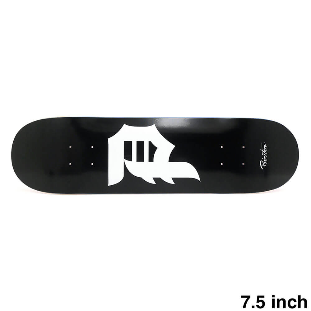 【PRIMITIVE / DECK】 PAUL RODRIGUEZ が手掛けるスケボー・スケートボードのデッキブランド、PRIMITIVE（プリミティブ）。 長さ：75.2cm　/　幅：19.0cm ノーズ：17.6cm　/　テール：16.9cm ウィールベース：30.9cm コンケーブ：中　/　キック：中 ※ステインカラー（木目）の色合いはそれぞれ異なります。ご了承の上、ご注文下さい。 デッキをご購入の際、当店オリジナルのデッキテープがサービスとなります。 その他のデッキテープをご希望の方は、別途ご注文下さい。 *デッキテープを貼ってご注文の場合、返品/交換/キャンセルの対象外となります。 （コンプリートセットをご希望の方） スケートボードを完成させる為には【デッキ、トラック、ウィール】の3点が必要となります。 気軽にスケートボードを始めて頂く為に、足回りのセットをご用意しております。 こちらも是非ご覧になって下さい。 【トラック＆ウィールセット】はこちら *商品によって多少の誤差がある事をご了承下さい。 *当店舗に掲載の写真・文章の無断転載を禁じます。