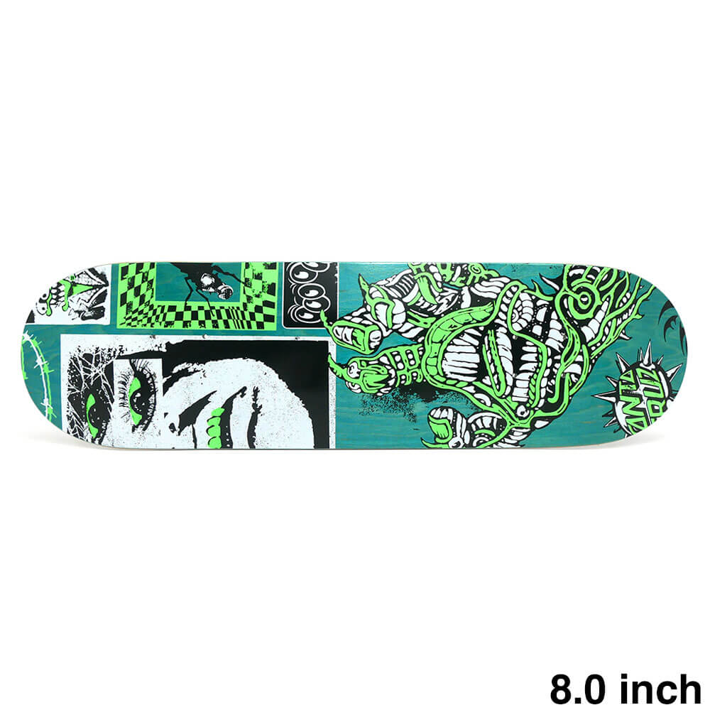 【SANTA CRUZ / DECK】 スケボー・スケートボードの老舗デッキブランド、SANTA CRUZ（サンタクルーズ）。 長さ：77.5cm　/　幅：20.4cm ノーズ：18.1cm　/　テール：17.3cm ウィールベース：32.5cm コンケーブ：中　/　キック：強 ※ステインカラー（木目）の色合いはそれぞれ異なります。ご了承の上、ご注文下さい。 デッキをご購入の際、当店オリジナルのデッキテープがサービスとなります。 その他のデッキテープをご希望の方は、別途ご注文下さい。 *デッキテープを貼ってご注文の場合、返品/交換/キャンセルの対象外となります。 （コンプリートセットをご希望の方） スケートボードを完成させる為には【デッキ、トラック、ウィール】の3点が必要となります。 気軽にスケートボードを始めて頂く為に、足回りのセットをご用意しております。 こちらも是非ご覧になって下さい。 【トラック＆ウィールセット】はこちら *商品によって多少の誤差がある事をご了承下さい。 *当店舗に掲載の写真・文章の無断転載を禁じます。