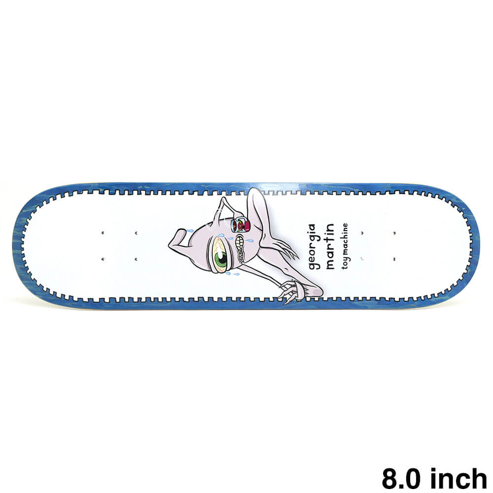 【TOY MACHINE / DECK】 ED TEMPLETONが手掛けるスケボー・スケートボードのデッキブランド、TOY MACHINE（トイマシーン）。 長さ：80.3cm　/　幅：20.4cm ノーズ：18.0cm　/　テール：17.4cm ウィールベース：34.9cm コンケーブ：中　/　キック：中 ※ステインカラー（木目）の色合いはそれぞれ異なります。ご了承の上、ご注文下さい。 デッキをご購入の際、当店オリジナルのデッキテープがサービスとなります。 その他のデッキテープをご希望の方は、別途ご注文下さい。 *デッキテープを貼ってご注文の場合、返品/交換/キャンセルの対象外となります。 （コンプリートセットをご希望の方） スケートボードを完成させる為には【デッキ、トラック、ウィール】の3点が必要となります。 気軽にスケートボードを始めて頂く為に、足回りのセットをご用意しております。 こちらも是非ご覧になって下さい。 【トラック＆ウィールセット】はこちら *商品によって多少の誤差がある事をご了承下さい。 *当店舗に掲載の写真・文章の無断転載を禁じます。