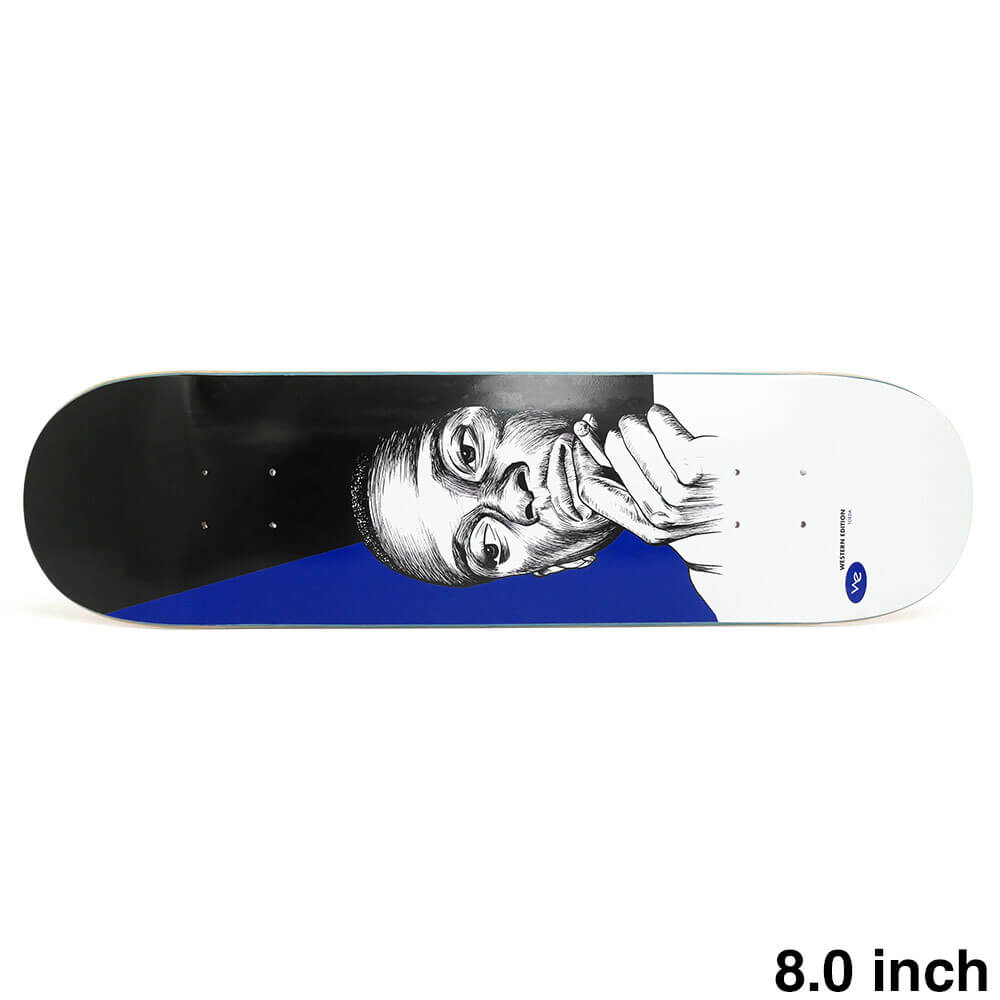 【WESTERN EDITION / DECK】 サンフランシスコ発のスケボー・スケートボードのデッキブランド、WESTERN EDITION（ウエスタンエディション）。 長さ：80.5cm　/　幅：20.4cm ノーズ：17.9cm　/　テール：17.4cm ウィールベース：35.7cm コンケーブ：中　/　キック：中 ※ステインカラー（木目）の色合いはそれぞれ異なります。ご了承の上、ご注文下さい。 デッキをご購入の際、当店オリジナルのデッキテープがサービスとなります。 その他のデッキテープをご希望の方は、別途ご注文下さい。 *デッキテープを貼ってご注文の場合、返品/交換/キャンセルの対象外となります。 （コンプリートセットをご希望の方） スケートボードを完成させる為には【デッキ、トラック、ウィール】の3点が必要となります。 気軽にスケートボードを始めて頂く為に、足回りのセットをご用意しております。 こちらも是非ご覧になって下さい。 【トラック＆ウィールセット】はこちら *商品によって多少の誤差がある事をご了承下さい。 *当店舗に掲載の写真・文章の無断転載を禁じます。