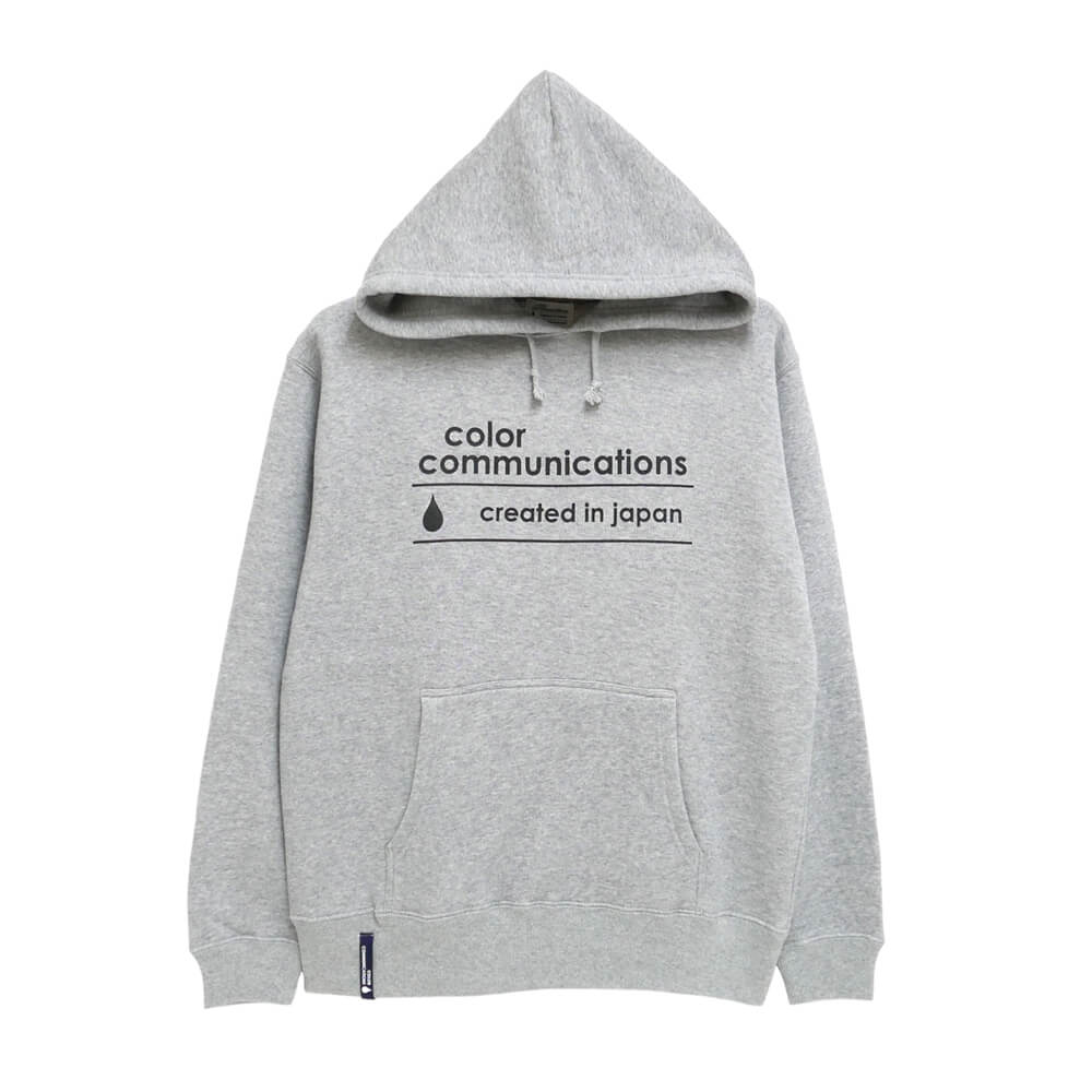 COLOR COMMUNICATIONS HOOD カラーコミュニケーションズ パーカー CREATED IN JAPAN LOGO GREY スケートボード スケボー