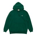 COLOR COMMUNICATIONS x STRUSH WHEELS HOOD カラーコミュニケーションズ パーカー SCRIPT DRIP EMB DARK GREEN 刺繍ロゴ スケートボード スケボー