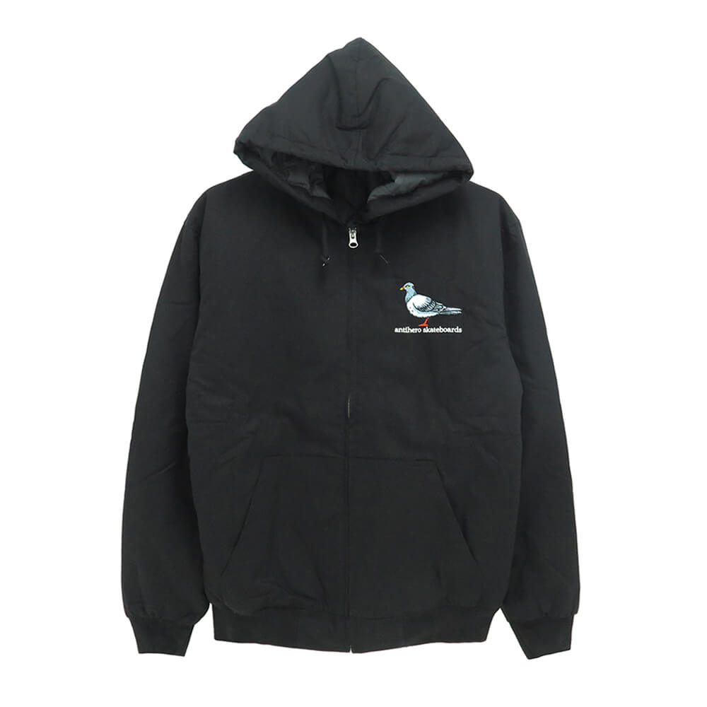 ANTIHERO JACKET アンチヒーロー ジャケット LIL PIGEON RIPSTOP HOOD BLACK スケートボード スケボー