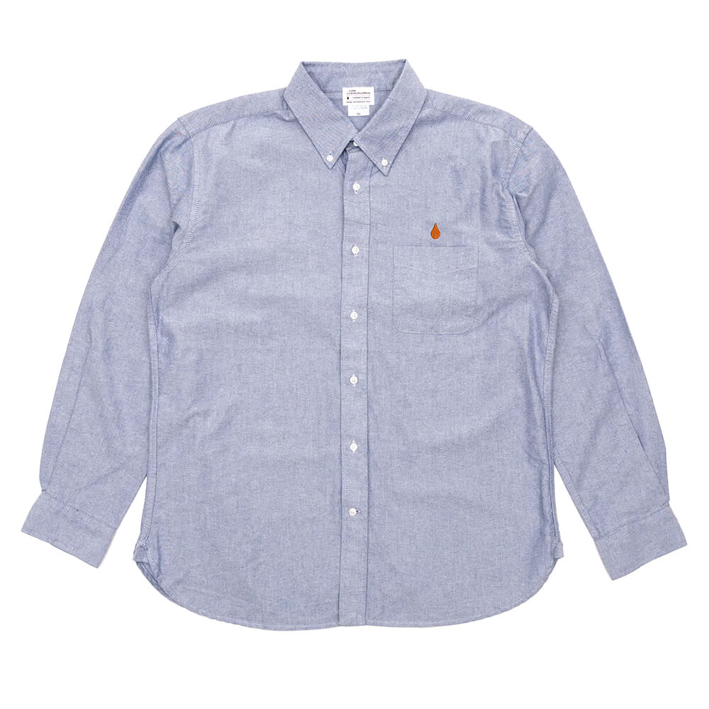 COLOR COMMUNICATIONS LONG SLEEVE カラーコミュニケーションズ 長袖シャツ DRIP EMB OXFORD BLUE スケートボード スケボー