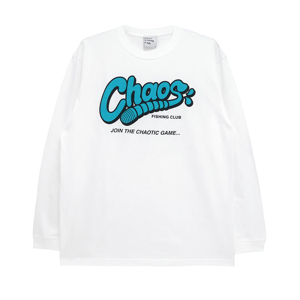 樂天商城 - CHAOS FISHING CLUB LONG SLEEVE カオスフィッシングクラブ ロングスリーブTシャツ WORM LOGO WHITE スケートボード スケボー