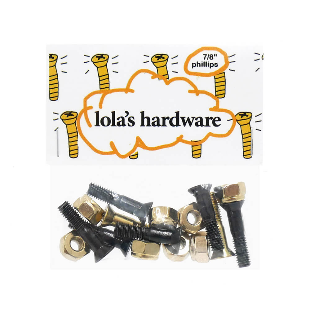 LOLA'S HARDWARE BOLT ローラズハードウェア ボルト（プラス）7/8インチ PHILLIPS BLACK/GOLD スケートボード スケボー