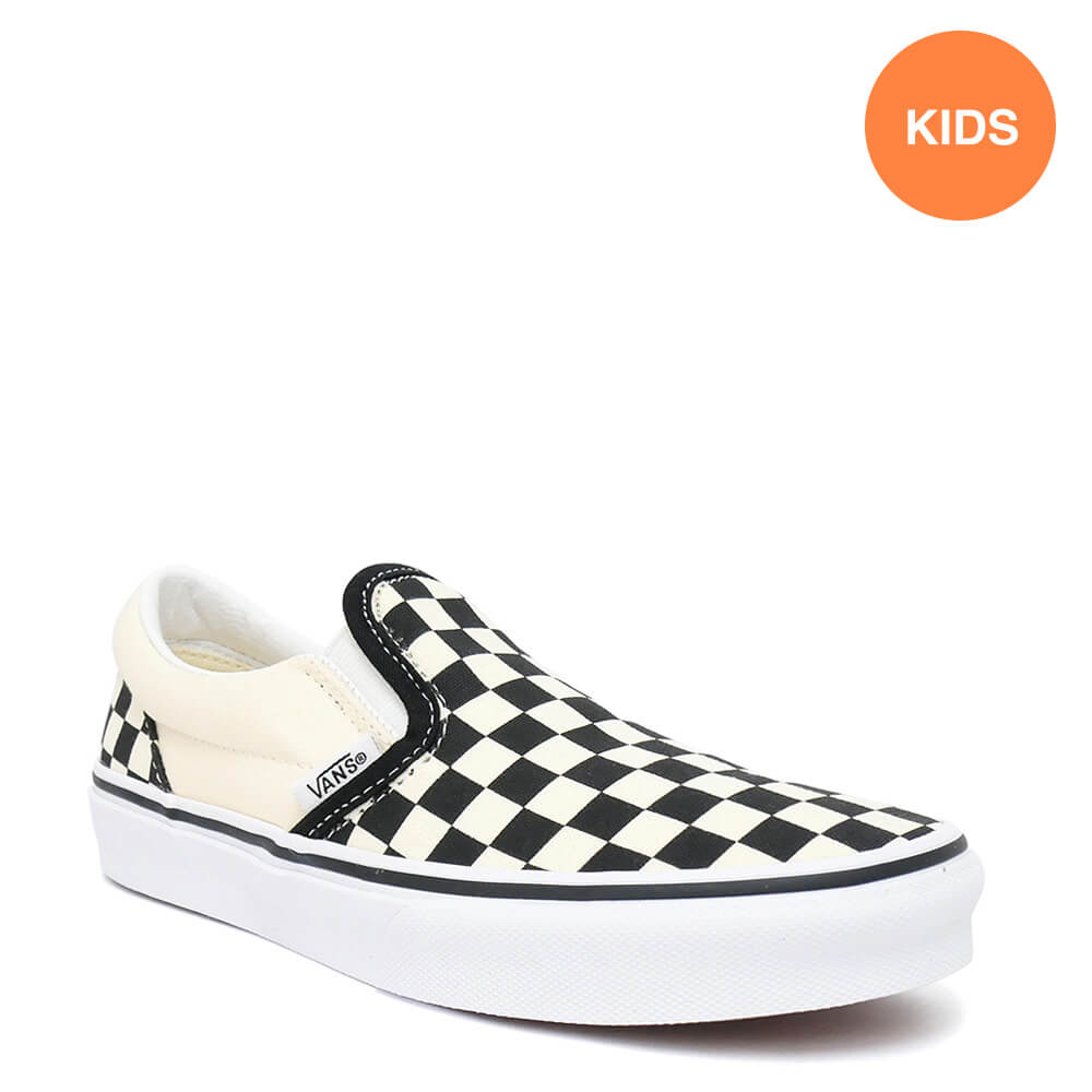 VANS SHOES バンズ シューズ スニーカー（子供用） KID'S CLASSIC SLIP ON CHECKERBOARD BLACK/WHITE（US企画） スケートボード スケボー