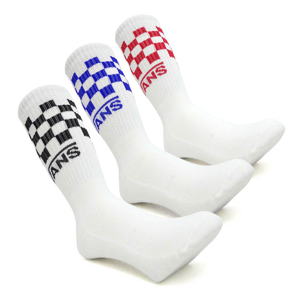 Rakuten - VANS SOCKS バンズ ソックス 靴下 CLASSIC CHECK CREW 3 PACK 白（US企画） スケートボード スケボー