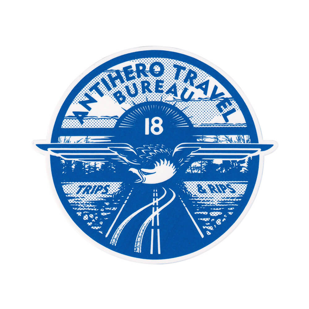 ANTIHERO STICKER A`q[[ XebJ[ TRAVEL BUREAU 440 BLUE XP[g{[h XP{[