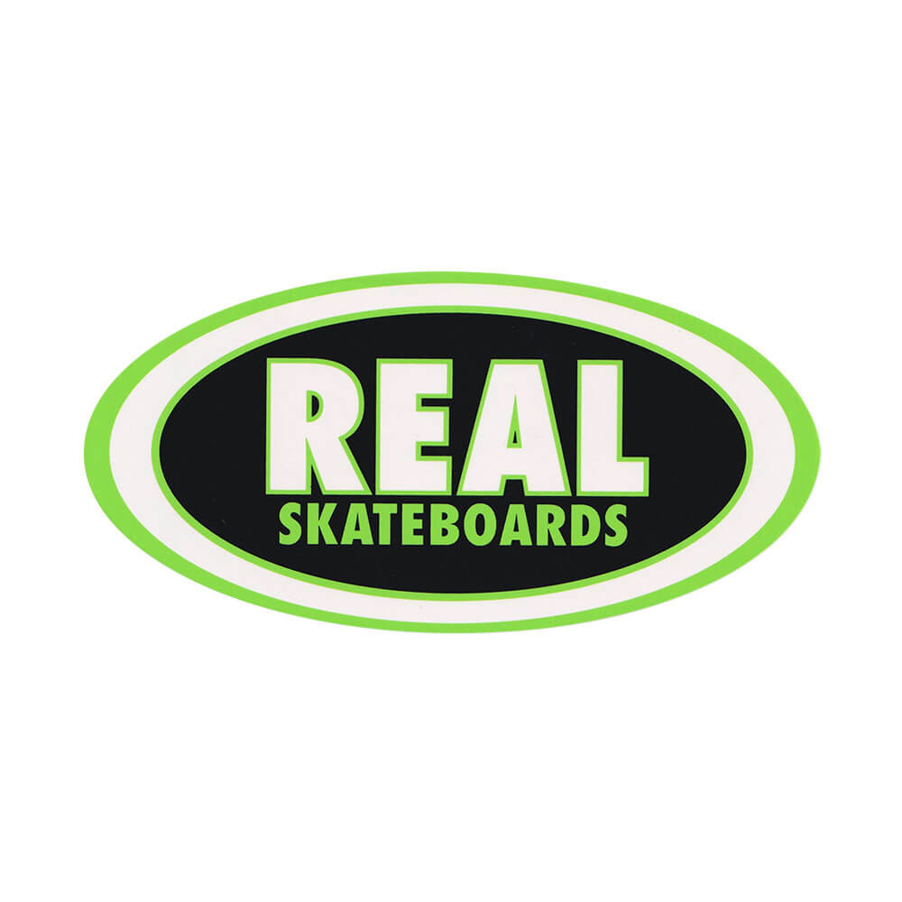【REAL / STICKER】 サンフランシスコ発信のスケボー・スケートボードの老舗デッキブランド、REAL（リアル）。 定番 CLASSIC OVAL ロゴのステッカーです。 サイズ：約9.5cm x 19.2cm *商品によって多少の誤差がある事をご了承下さい。 *当店舗に掲載の写真・文章の無断転載を禁じます。