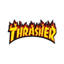 THRASHER STICKER スラッシャー ステッカー FLAME MEDIUM YELLOW/BLACK(US企画) スケートボード スケボー
