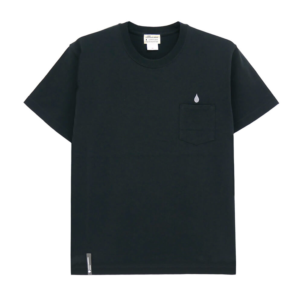 COLOR COMMUNICATIONS T-SHIRT カラーコミュニケーションズ Tシャツ DRIP EMB POCKET HEAVY BLACK 刺繍ロゴ スケートボード スケボー